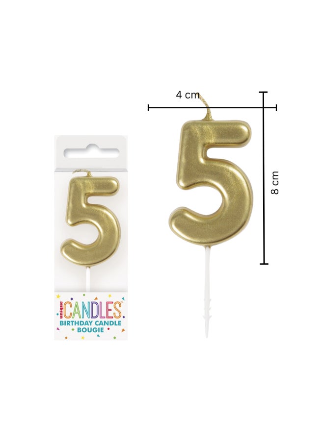 Unique Gold Number Candle 5 - Image 2